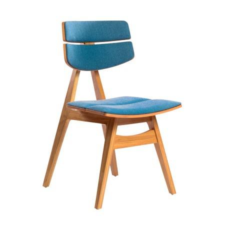 כסא למטבח עץ בשילוב כחול 