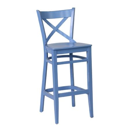 כיסא בר מעץ צבע כחול